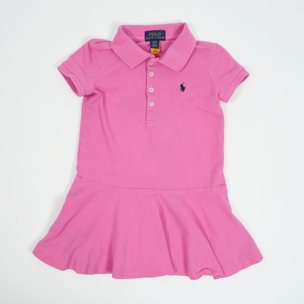 Polo Ralph Lauren Girls Pink Polo Dress Short Sleeve 3T 3/3T Cotton